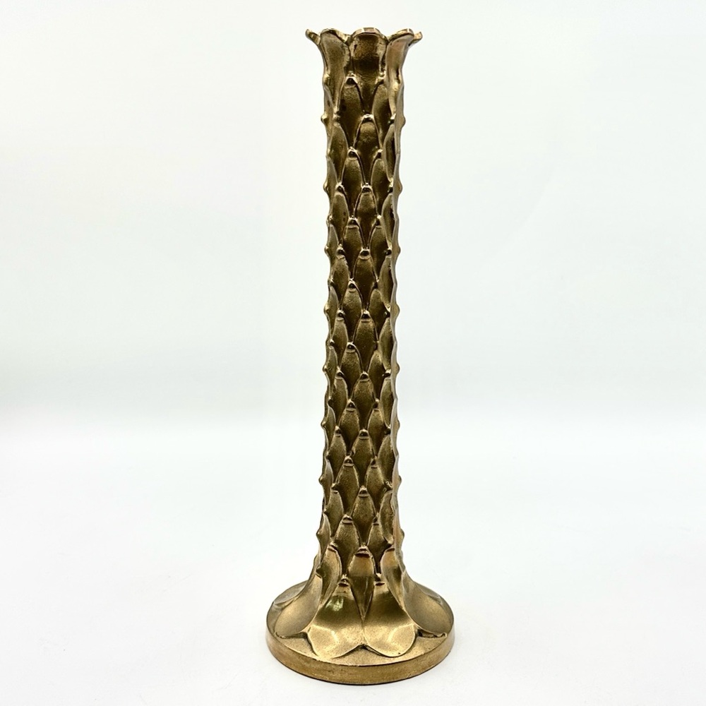 Solid Brass Hollywood Palm Tree 1960s Candlestick. MCM